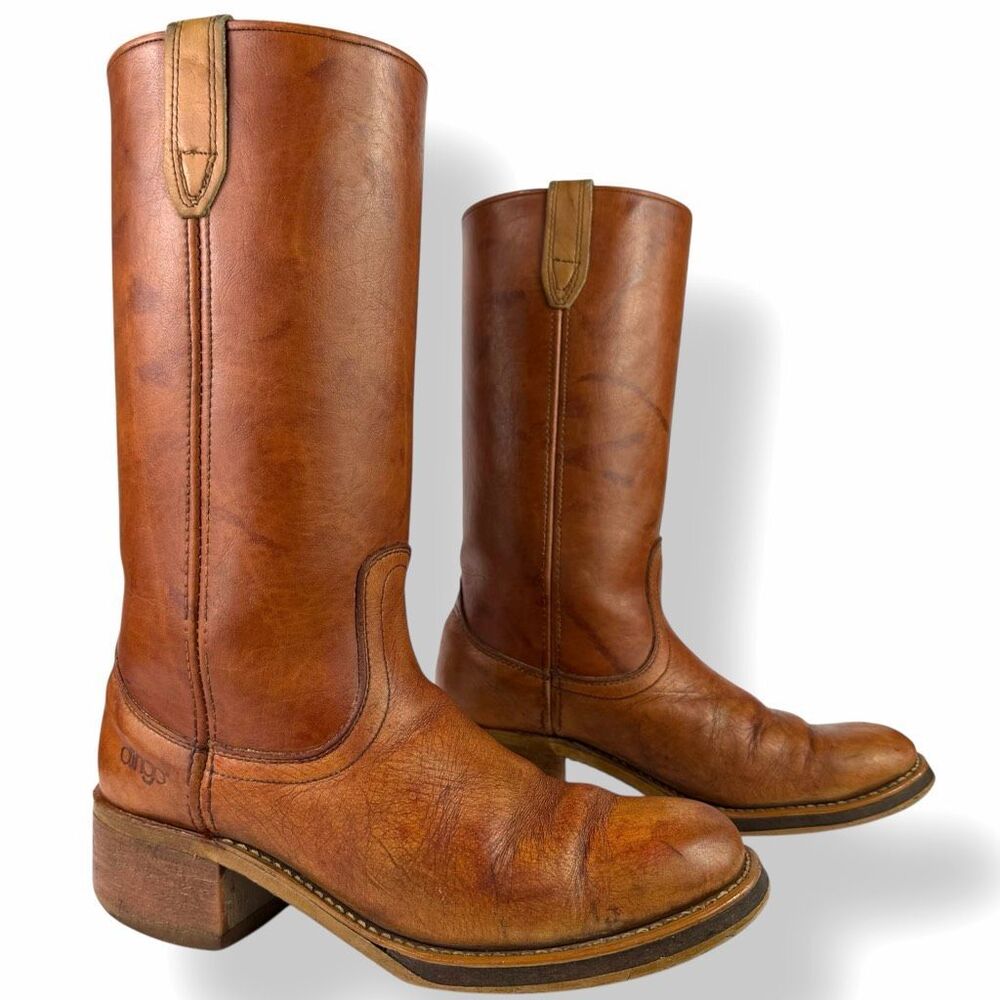 Dingo Vintage 1970s Campus Boots Tall Riding Brown Leather Men 8 Women 9.5 - 10